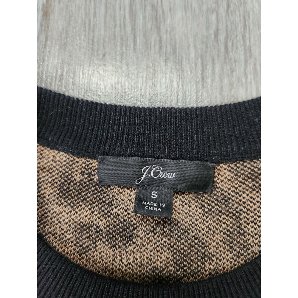 J.Crew Wool Blend Leopard Print Sweater Dress Womens S Long Sleeve Tan Black EUC - Picture 3 of 9
